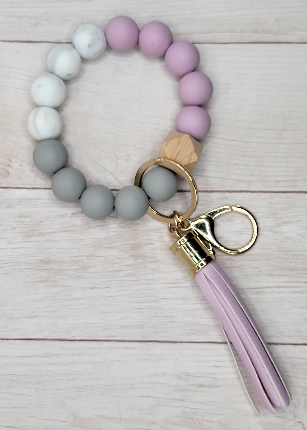 Lavender / Grey / White Silicone Wristlet Keychain