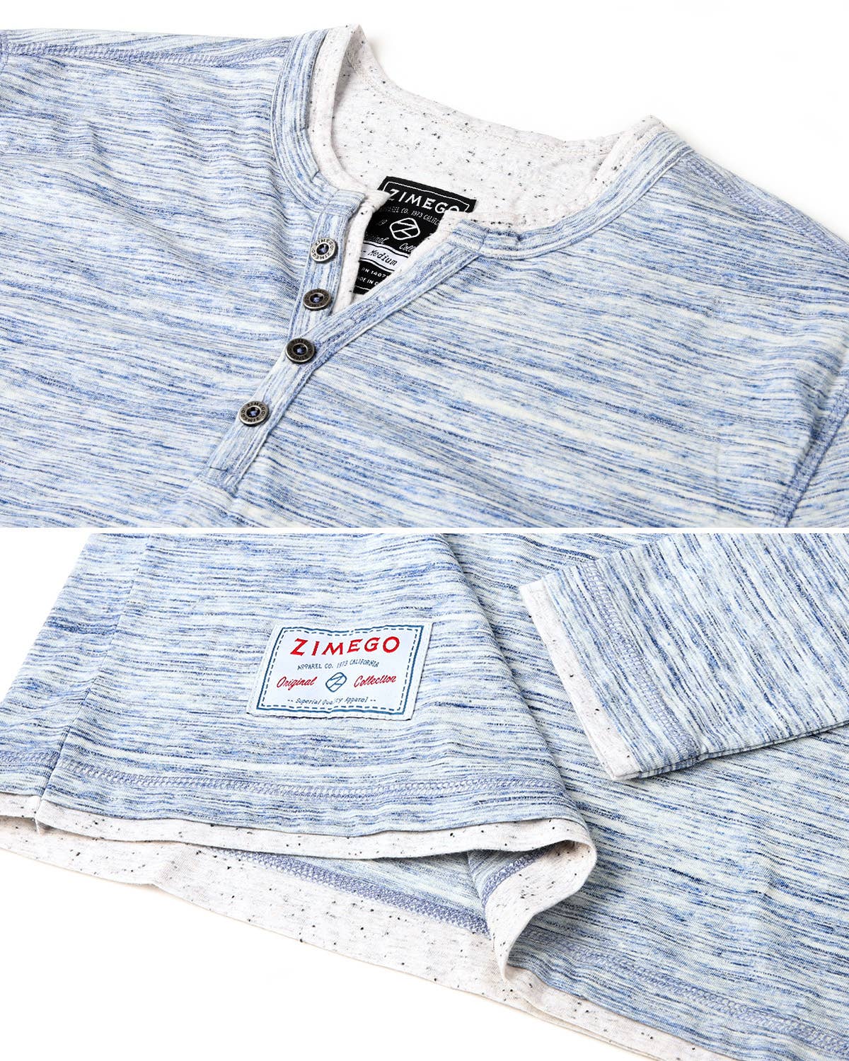 ZGLS247 - Long Sleeve Double Layered V-Neck Button Placket