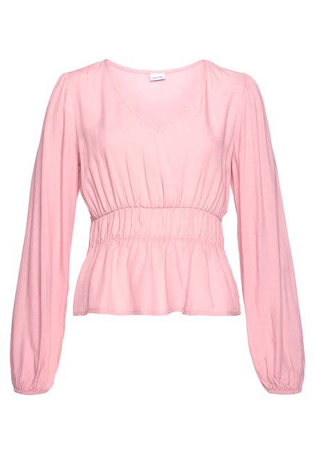 LASCANA Women's Long Sleeve Peplum Blouse