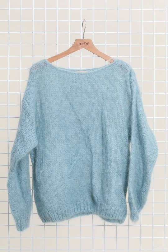 MOHAIR AND WOOL BOAT NECK SWEATER