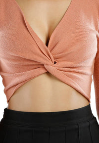 Full Sleeve Knot Twist Crop Top
