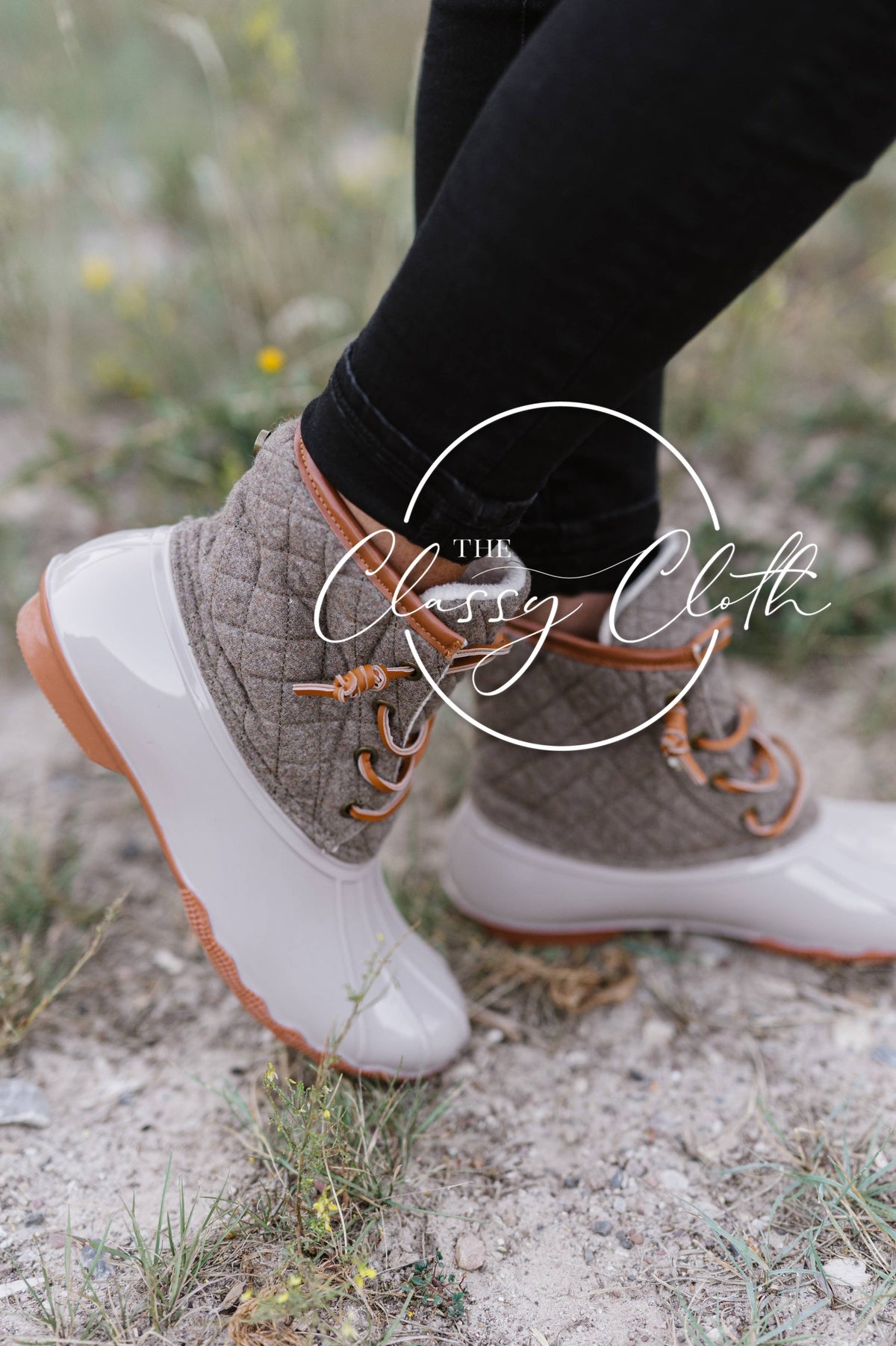 Danielle Duck Boots - Beige Quilted ETA OCT 15 (FP)