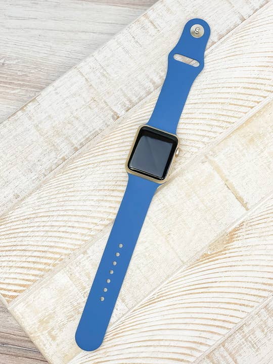 The Solid Silicone Smart Watch Band - Steel Blue S/M