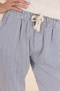 STRIPED PANTS WITH LACE CUFFS