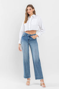 FLYING MONKEY - HIGH RISE TROUSER HEM WIDE LEG JEANS
