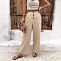 Wide-Leg Solid Color Casual Pants for Comfortable and Relaxed Look