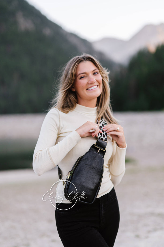 Sarah Shoulder Sling Bag - Black Leopard RTS