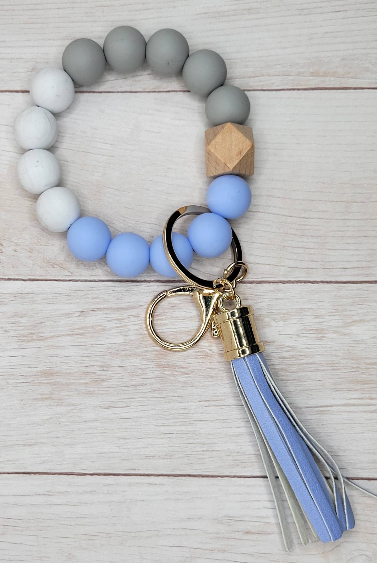 Periwinkle / Grey / White Silicone Wristlet