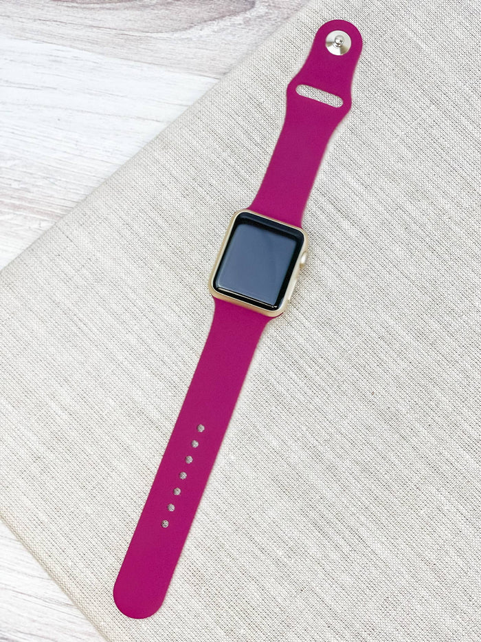 The Solid Silicone Smart Watch Band - Wine Red S/M