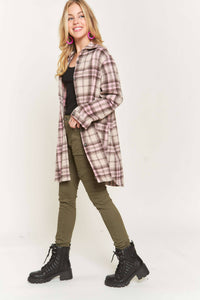 BUTTON DOWN PLAID SHACKET