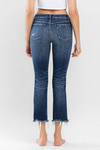 FLYING MONKEY - LOW RISE UNEVEN RAW HEM ANKLE SLIM STRAIGHT JEANS
