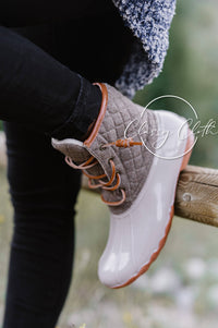 Danielle Duck Boots - Beige Quilted ETA OCT 15 (FP)