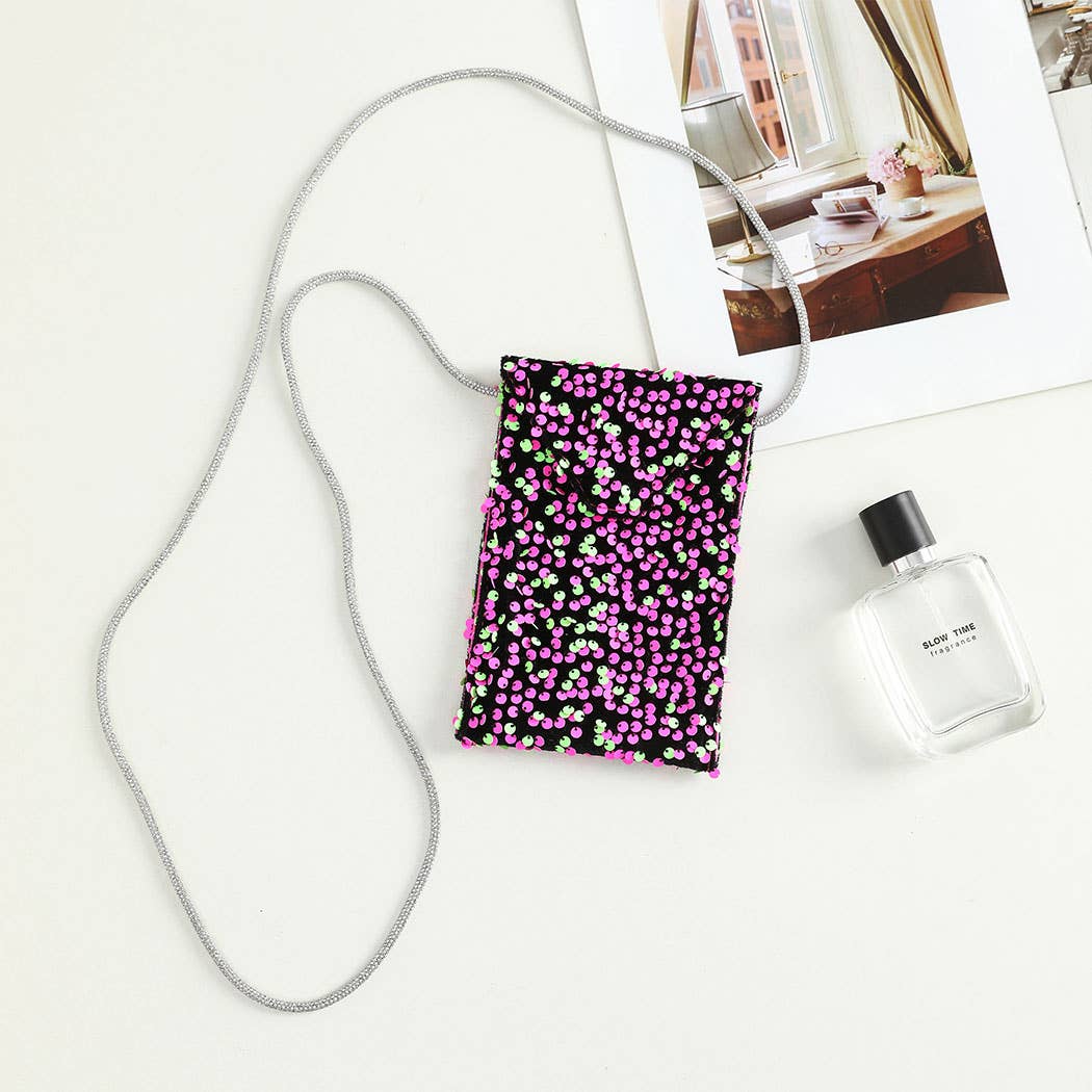 Sequined Mini Phone Sling Bag