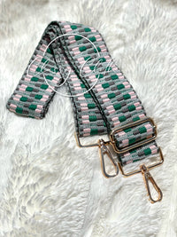 Crossbody Guitar Strap - Green Blush Zig Zag RTS