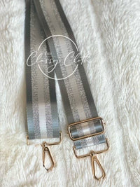 Crossbody Guitar Strap - Grey Silver Vertical Stripe RTS