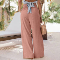 Solid Color Wide Leg Pockets Casual Loose Pants