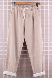 STRIPED PANTS WITH LACE CUFFS