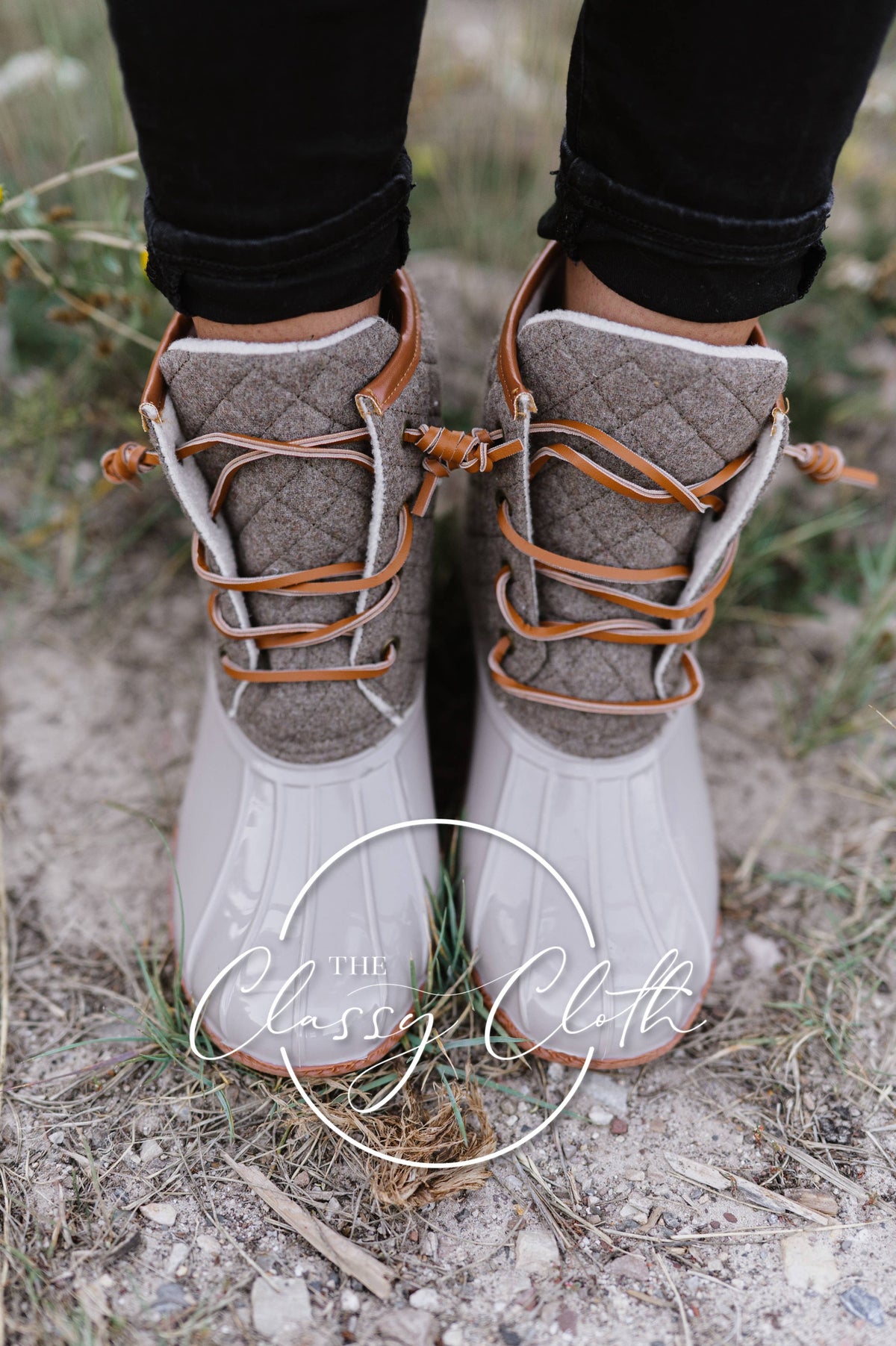 Danielle Duck Boots - Beige Quilted ETA OCT 15 (FP)