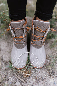 Danielle Duck Boots - Beige Quilted ETA OCT 15 (FP)