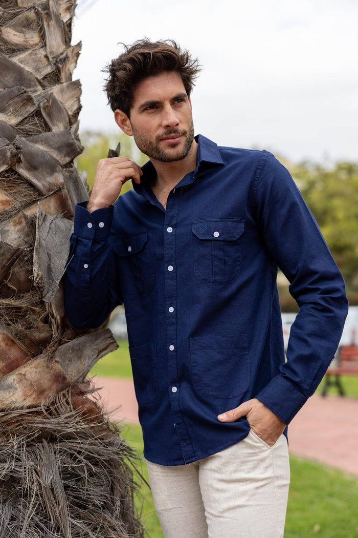 Navy Blue Custi Mikelo Dress Shirt