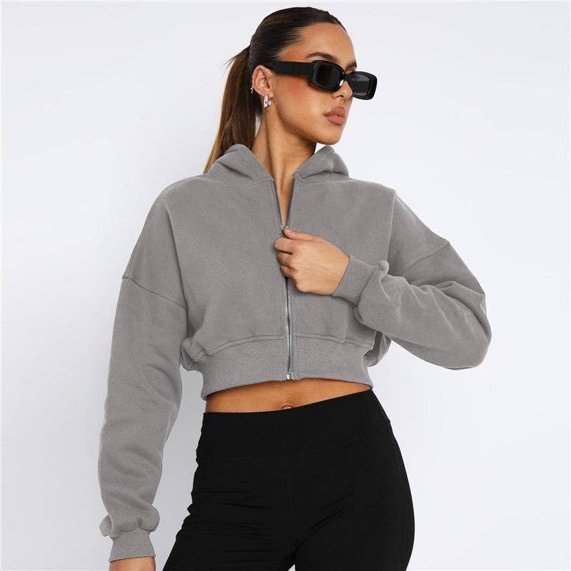 Casual Zip-Up Hoodie with Long Sleeves