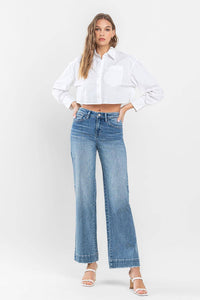 FLYING MONKEY - HIGH RISE TROUSER HEM WIDE LEG JEANS