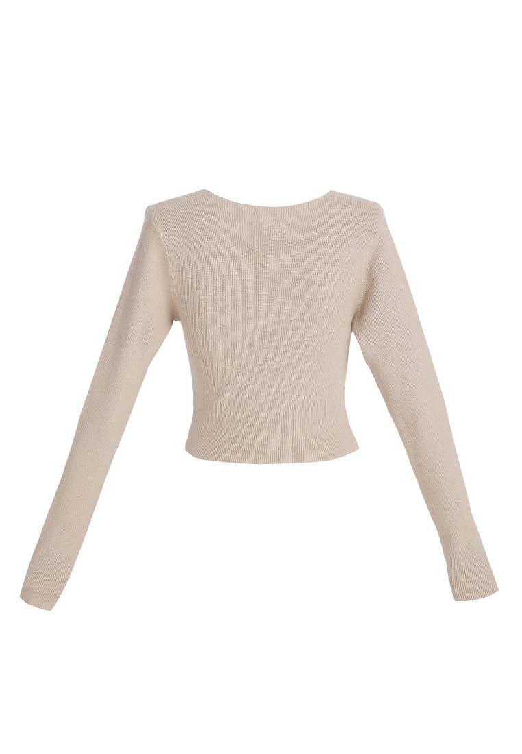Full Sleeve Knot Twist Crop Top