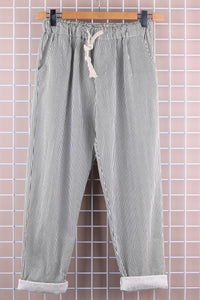 STRIPED PANTS WITH LACE CUFFS