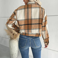 Retro Fashion Plaid Lapel Short Jacket
