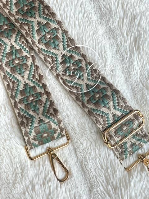 Crossbody Guitar Strap - Sage Olive Green Boho RTS