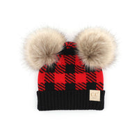 CC Baby Buffalo Plaid Double Pom Beanie ( BABY-25-POMPOM )