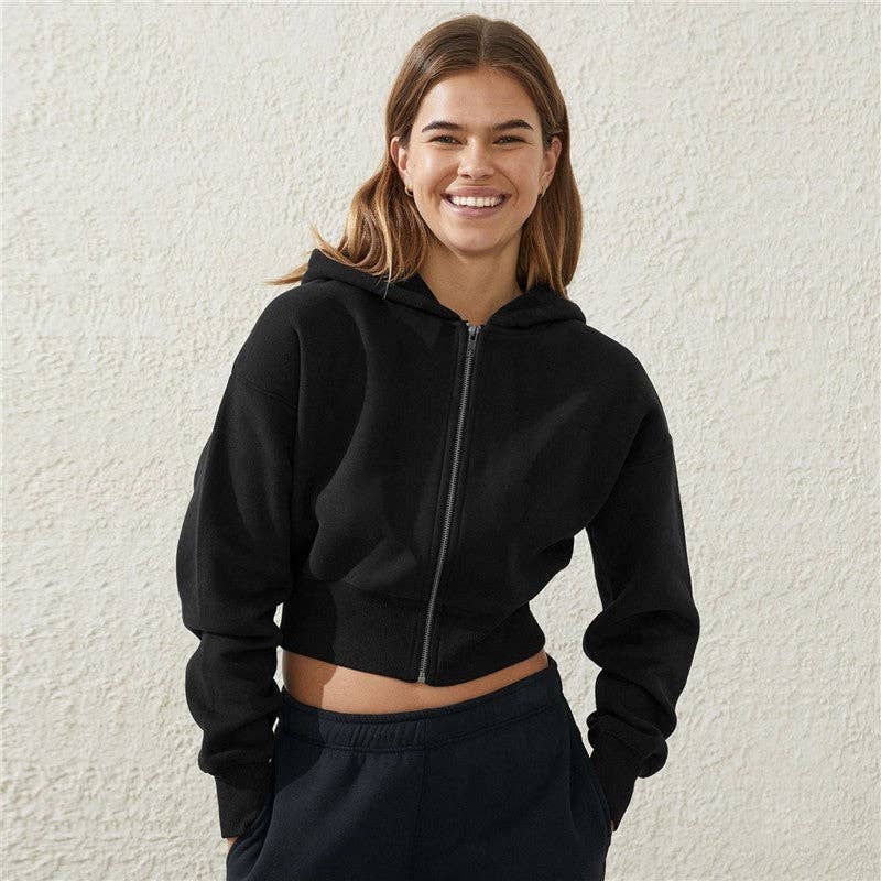 Casual Zip-Up Hoodie with Long Sleeves