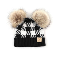 CC Baby Buffalo Plaid Double Pom Beanie ( BABY-25-POMPOM )