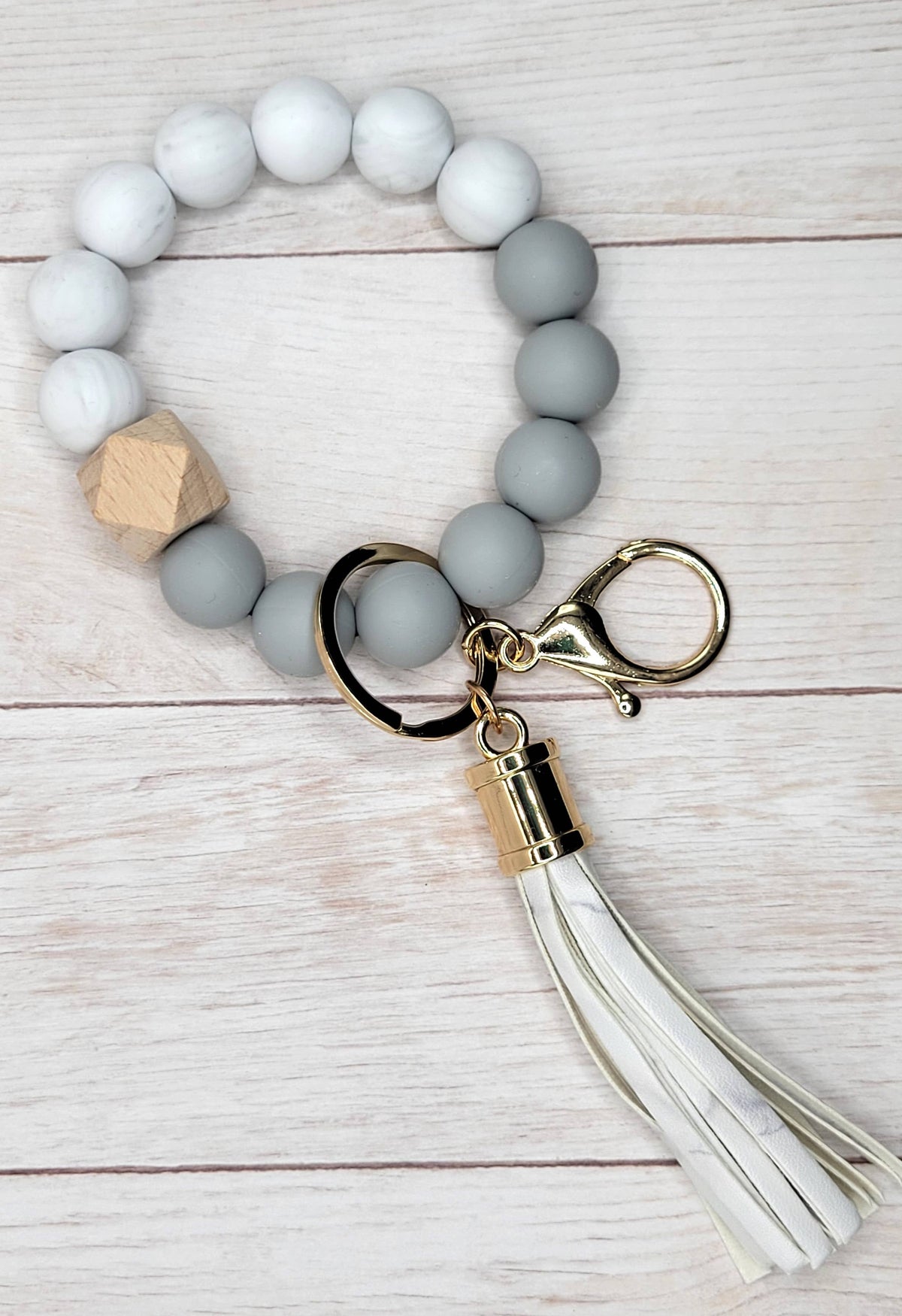 Grey & White Silicone Wristlet