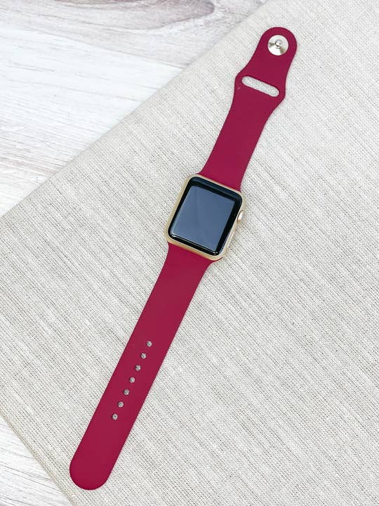 The Solid Silicone Smart Watch Band - Burgundy M/L