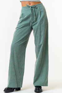 STRIPE DRAWSTRING WIDE LEG PANTS