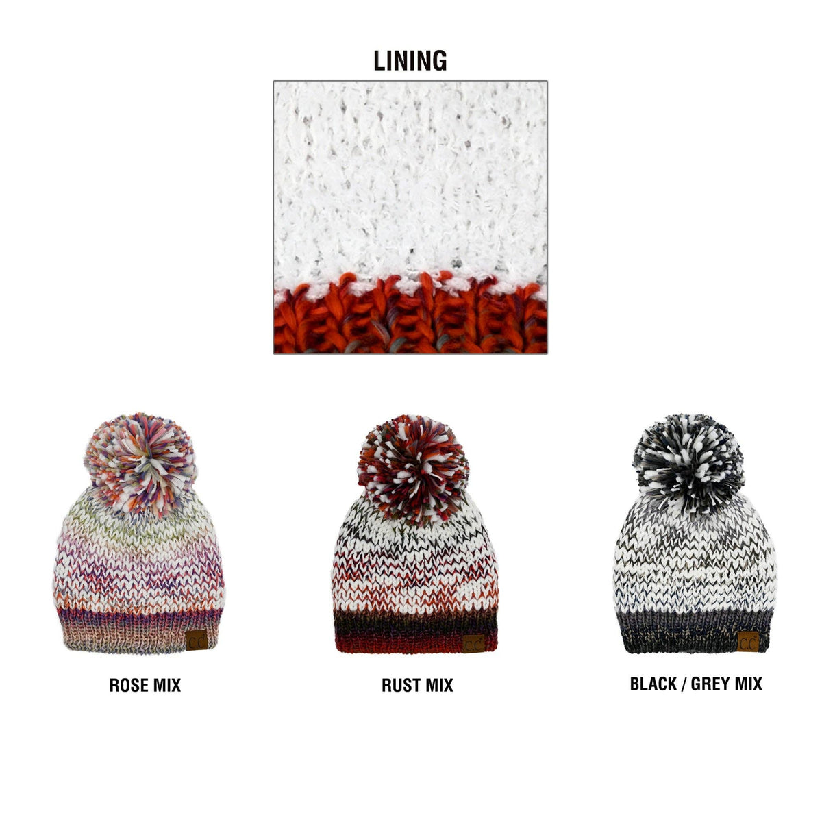 CC Multi-Color Yarn Beanie with Pom