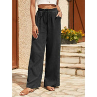 Solid Color Elastic Waist Thin Casual Loose Pants