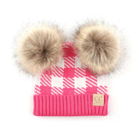 CC Baby Buffalo Plaid Double Pom Beanie ( BABY-25-POMPOM )