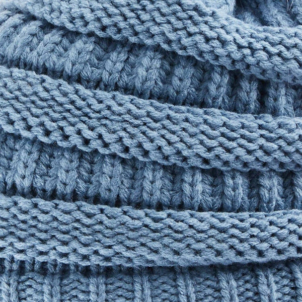 CC Tan Beanie with Faux Fur Pom
