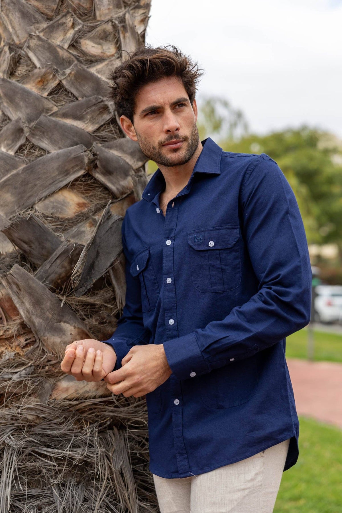 Navy Blue Custi Mikelo Dress Shirt