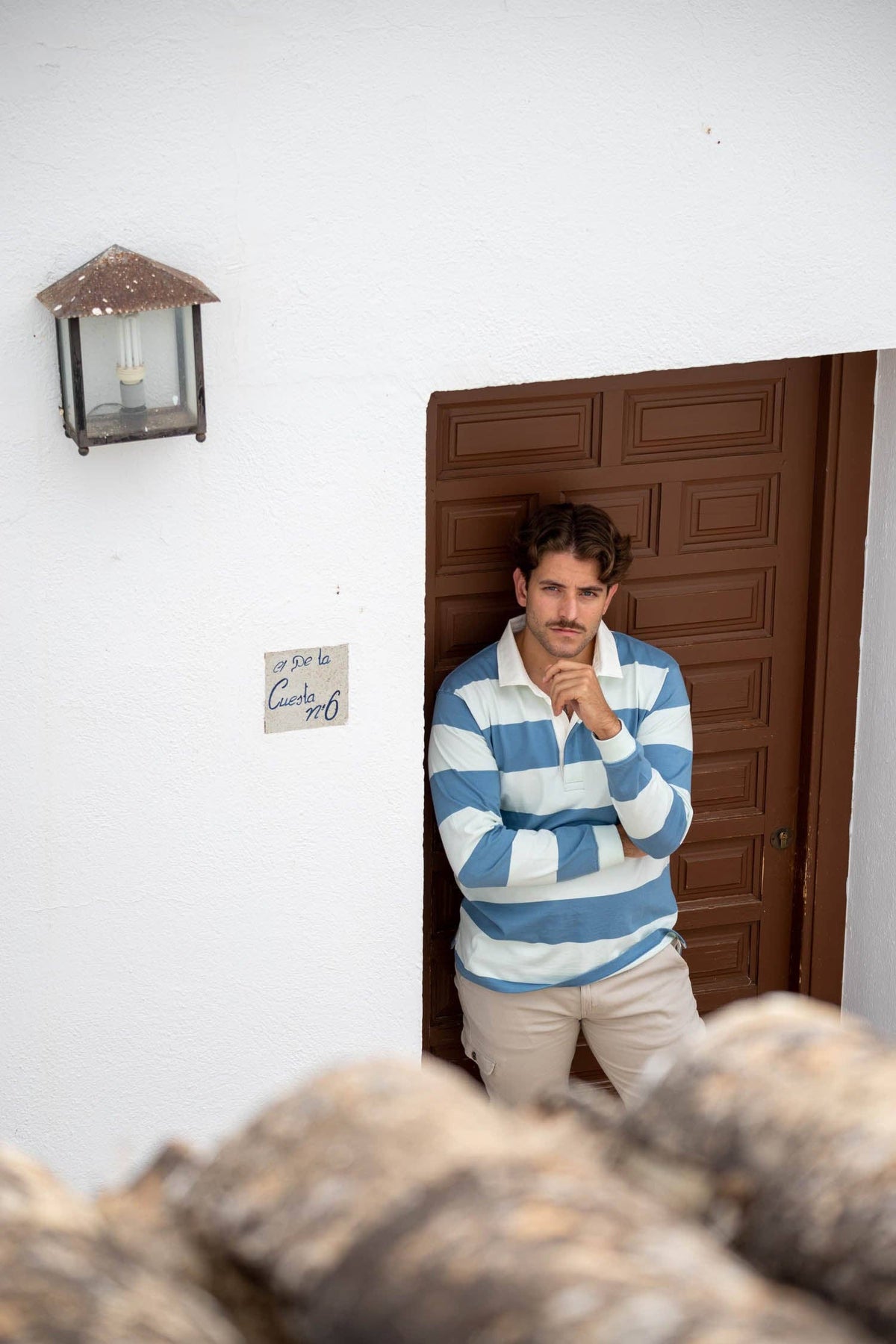 Aqua Striped Rugby Polo | Orense