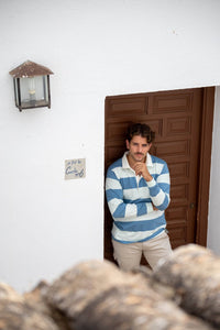 Aqua Striped Rugby Polo | Orense