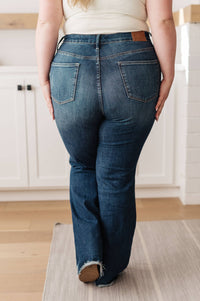 Judy Blue High Rise Control Top Distressed Flare Jeans