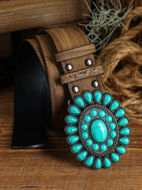 Light Blue Western Turquoise Decor Retro Wide Belt