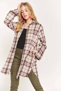 BUTTON DOWN PLAID SHACKET
