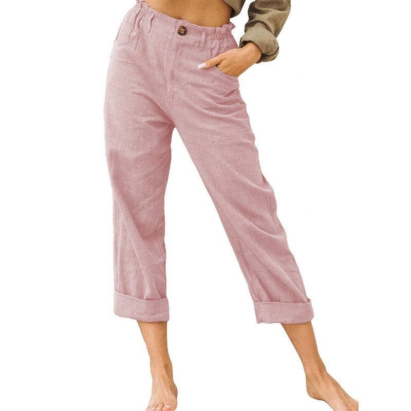 Relaxed Fit High-Waisted Casual Trousers