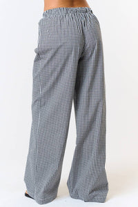 GINGHAM PLAID WIDE LEG LOUNGE PANT