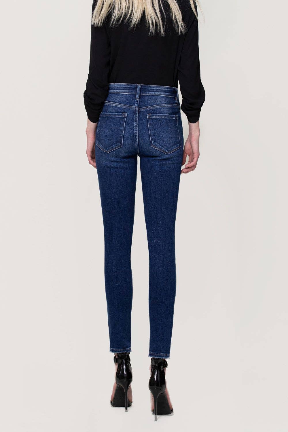 FLYING MONKEY - HIGH RISE FRONT SEAM CROPPED STEP HEM SKINNY JEANS