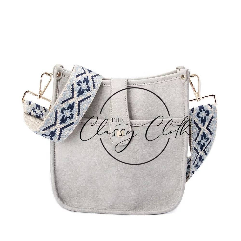Eye Candy Crossbody Purse - Light Grey - Blue Hues Boho RTS